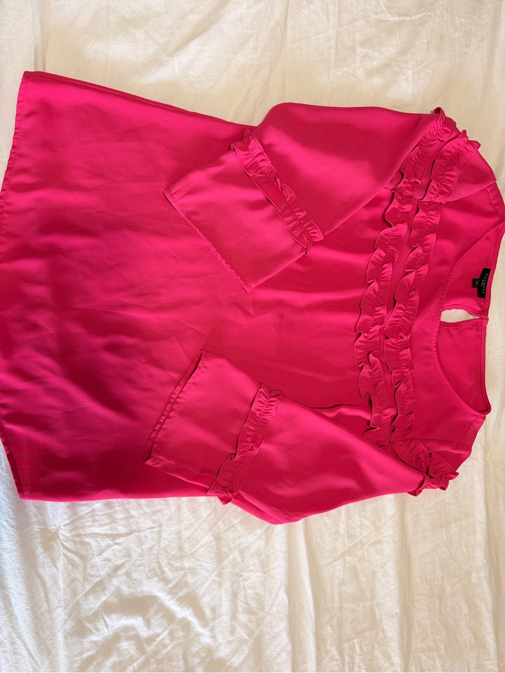 Talbots Hot Pink Ruffle-Trim Blouse